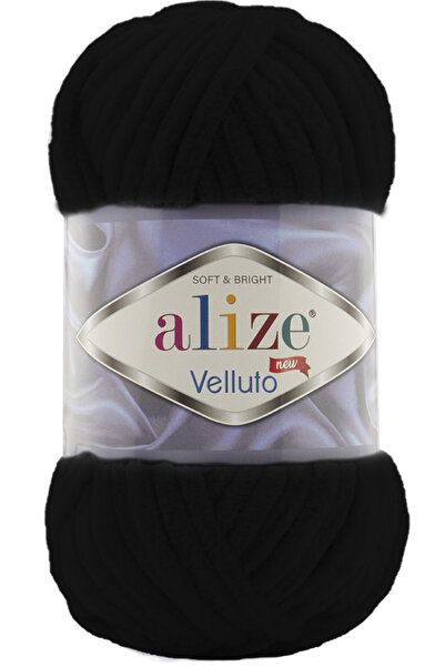 Alize Velluto Kadife El Örgü Ipi Renk Kodu:60-siyah