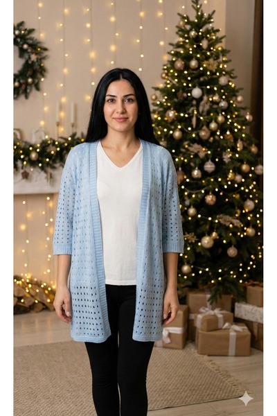 URUMDAY Knitwear Perforated Buttonless Sizeless Cardigan
