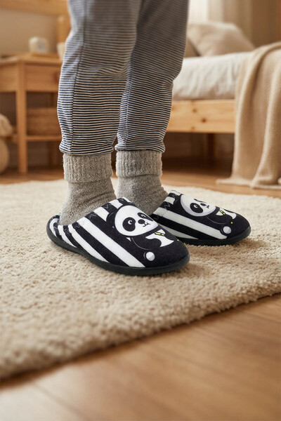 GEZER Erkek Çocuk Kışlık Panda Ev Bahçe Rahat Taban Gondol Terlik