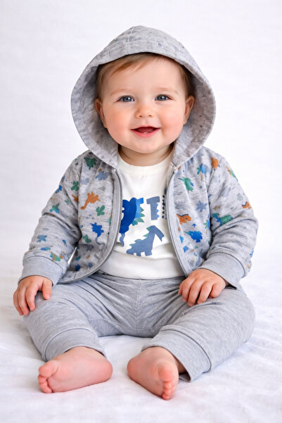 bebekyol طقم أطفال من 3 قطع بنقشة دينو من هاي