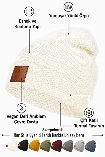 Scarpebutik Beretă unisex bărbați femei din piele de iarnă cu etichetă detali...