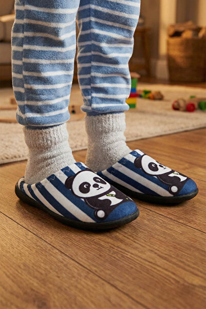 GEZER Erkek Çocuk Kışlık Panda Ev Bahçe Rahat Taban Gondol Terlik