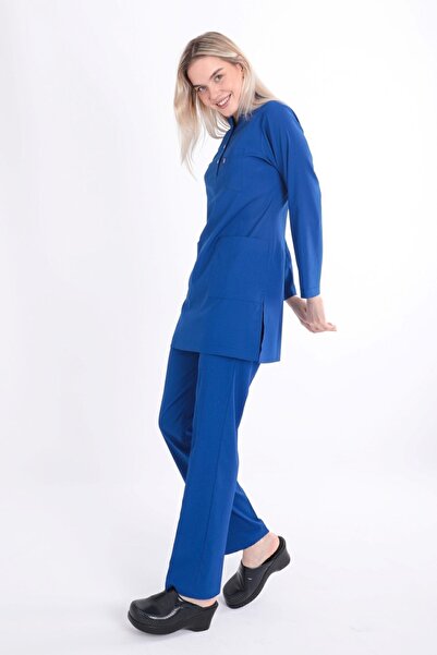 Uçak Medikal Set uniform Hijab Indigo Blue Karya