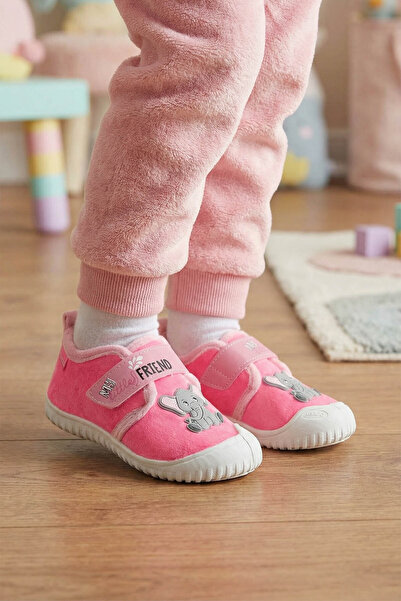 GEZER Kız Çocuk Kışlık Tek Cırt Cırtlı Ayarlanabilir Rahat Taban Ev, Bahçe, Okul, Kreş Panduf Ayakka