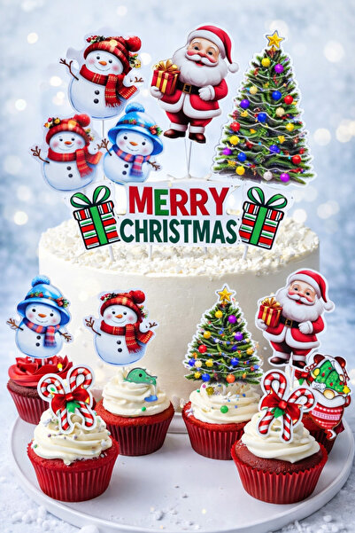 Neskuk مجموعة تزيين الكعك والكيك لعيد الميلاد - زينة بتصميم عيد الميلاد مثل س...