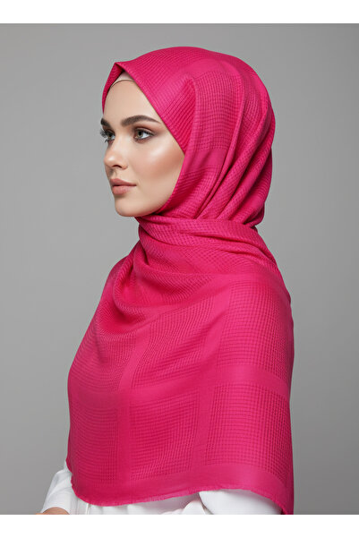 Sarar شال قطني مخطط بشبكة إيتامين باللون الأحمر مقاس 75x190