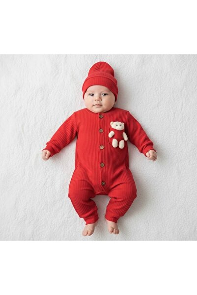 Serackids Peluş Ayıcıklı Bebek Tulumu Ve Şapka Seti