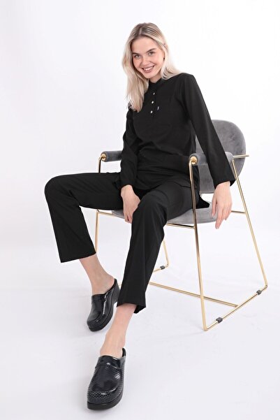 Uçak Medikal Siyah Karya Tesettür Üniforma Takım