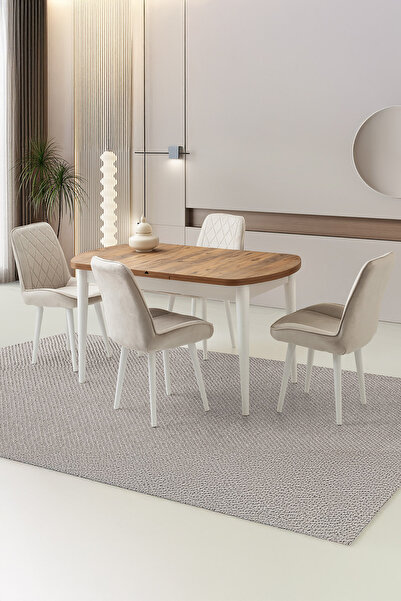 Sweet Home Masa Sandalye Kelebek Açılır Gizli Kaşıklıklı Masa 4 Adet Fulya Sa...