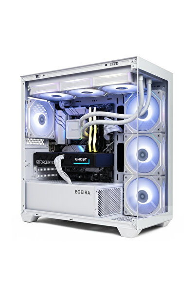 PC'GEN كمبيوتر ألعاب I7-14700F، RTX 5060 8GB، RAM 32GB DDR5، SSD 1TB NVMe، لوحة B760M، أبيض