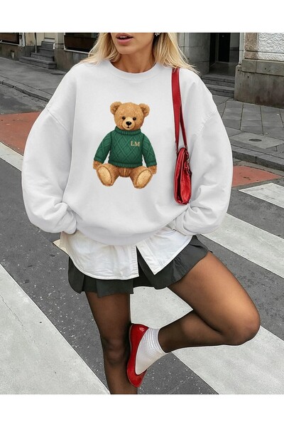 Jose Clothing سويت شيرت مضلع بأكمام طويلة ومطبوع كبير الحجم