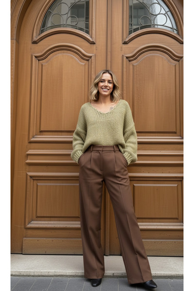 MoonliWear Women's Textured Knit, Comfortable Cut Loose Knitwear Sweater