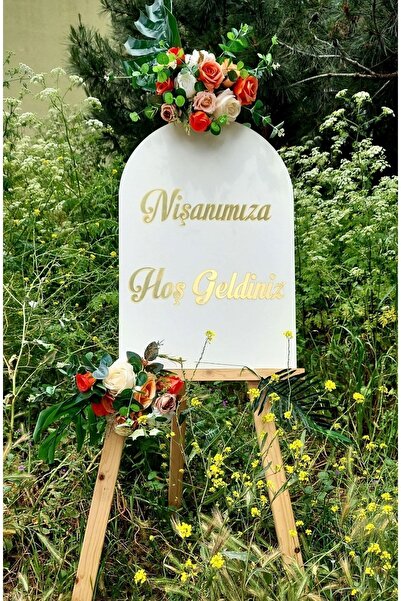 Seyyar Atölye Kişiye Özel Ahşap Mdf Üzerine Gold Pleksi Nişanımıza Hoş Geldin...