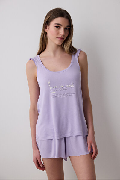 Penti Bon Vivant Fliederfarbenes Pyjama-Set mit Shorts