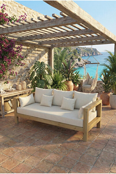 woodwork antalya SHEFIELD AHŞAP 3LÜ KANEPE