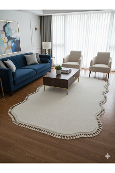 ALTUN CARPET PONPON SAÇAKLI OVAL MODERN POST HALI PELÜŞ HALI ÇİFT KAFA POST