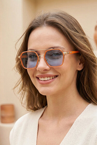 Kapin Lena Güneş Gözlüğü - Turuncu Çerçeve Mavi Cam