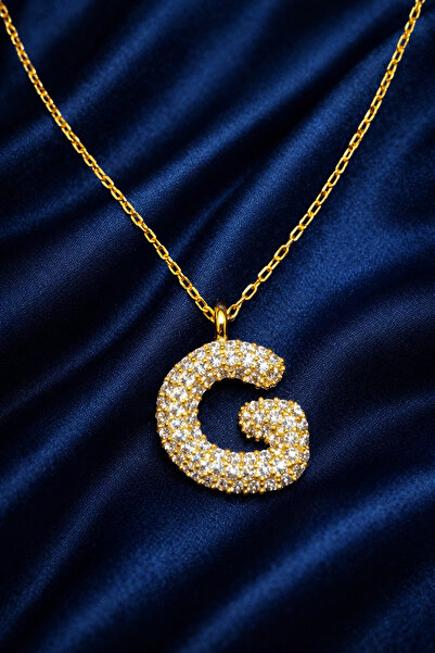 KAR DİAMOND 14 Ayar Altın Zincirli Zirkon Taşlı G Harfi Kolye - Sertifikalı I...