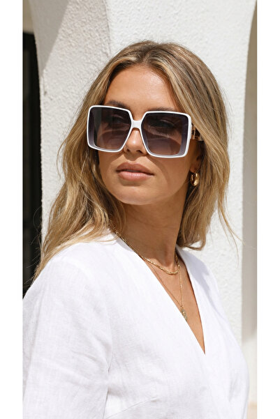 Kapin Hiven Kare Kadın Güneş Gözlüğü - Beyaz