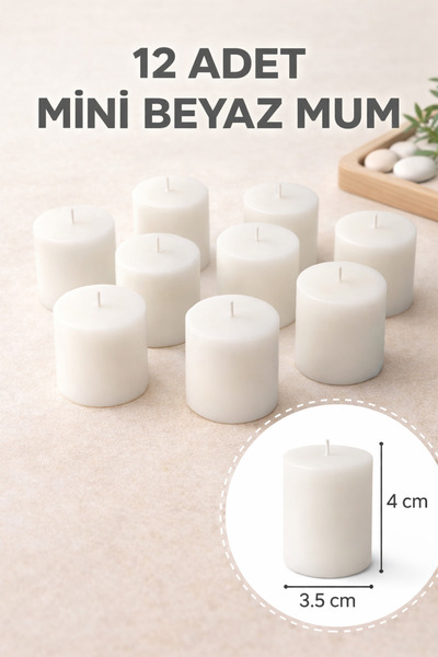 EkoStore Silindir Bar Mumu 12'li Set 36 Gr. (3,5 CM X 4 CM) 6.5 Saat Yanma Süresi Bar Mumu Küçük Boy
