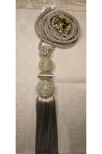 Perdehome Püsküllü Perde Aksesuarı Kornişe Takmatik Perde Bağı Aksesuar 1 ADET