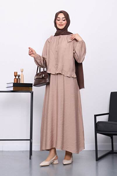 İmajButik Σετ πουκάμισο με βολάν με φούστα από βιζόν