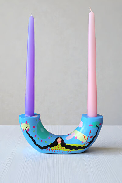 ARİENEL Dekoratif Mumluk Şamdan | The Arienel Girls | Niş Mavi | Unique | Art...