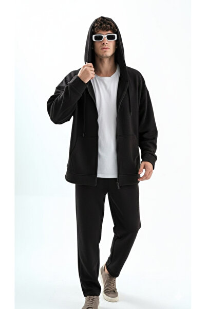 ATKGİYİM Baggy Loose Fit Unisex Basic Zippered Bomber Jacket and Pants Set