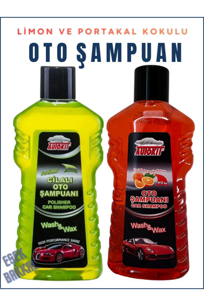 Autokit 2Lİ Oto Yıkama Şampuanı Cilalı 1000 ML Ve Portakal Kokulu 1000 ML