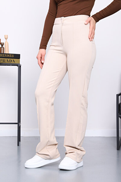 İmajButik Beige Floral Spanish Flared Pants