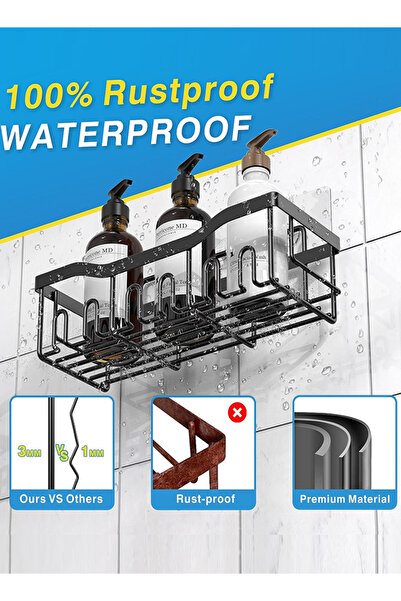 X SPRING رف تجفيف للحمام والمطبخ - رف تخزين وتنظيم أسود للحمام