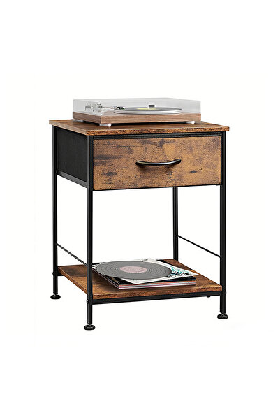 EqiEch Modern Multifunctional Bedside Table - A stylish Bedside Table with Storage Drawers and Open Shelves