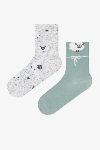 Penti 2 Çift Pamuklu Koyun Desenli Soket Çorap