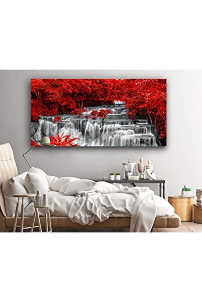 ALAYRA International لوحة قماشية كبيرة بالأبيض والأسود من ALAYRA، تصور شلالًا...