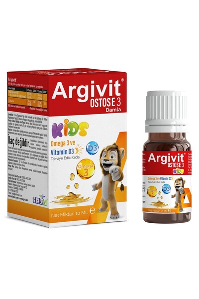 Argivit Ostose 3 Kids Omega 3 ve Vitamin D3 içeren Takviye Edici Gıda 10 ml