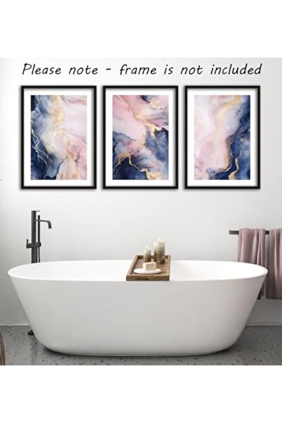 ALAYRA International مجموعة ALAYRA من 3 ملصقات مطبوعة بدون إطار، بنمط الرخام ...