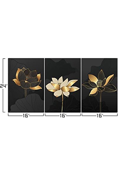 ALAYRA International ALAYRA Framed Canvas Prints Art, Gold Water Lily Poster ...