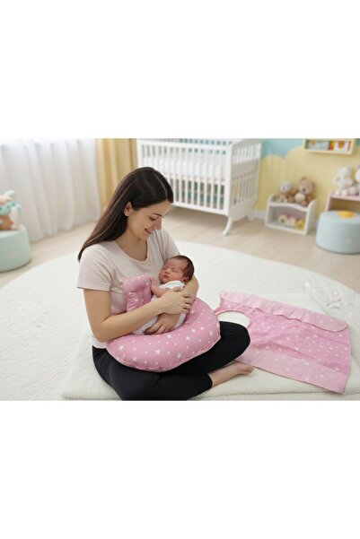 Sevi Bebe Σετ Σαλιάρα Μαξιλαριού Θηλασμού Art-75 Pink-Star
