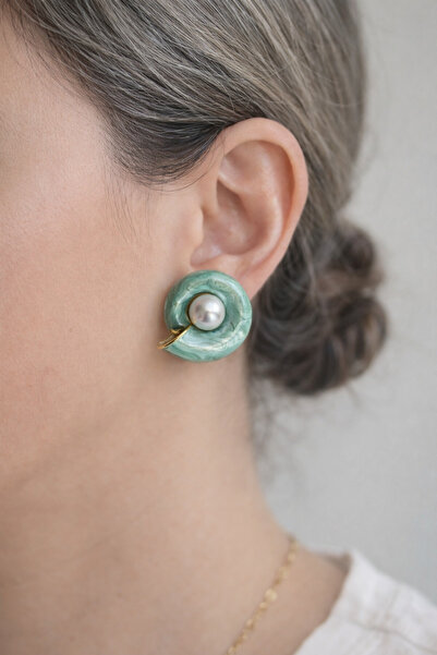 Owentis Blue Pearl Mussel Shell Earrings