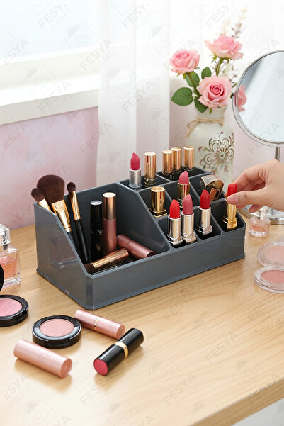 Fesya Home منظم مستحضرات التجميل منظم مستحضرات التجميل مكون من 9 أقسام لأحمر ...