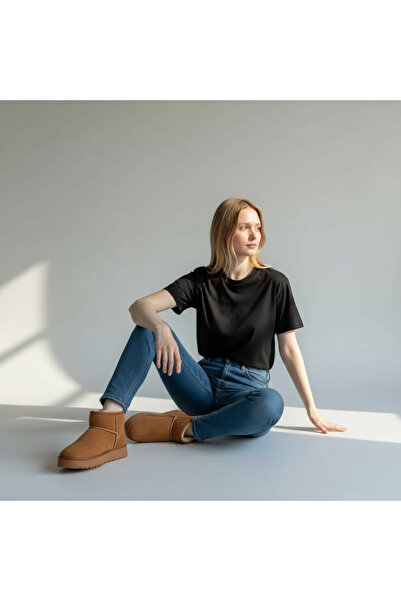 Vaska Roma İçi Kürklü Kalın Taban Kadın Mini Bot