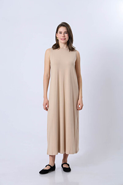 the basics Pamuklu Bisiklet Yaka Likralı Kolsuz İçlik Elbise