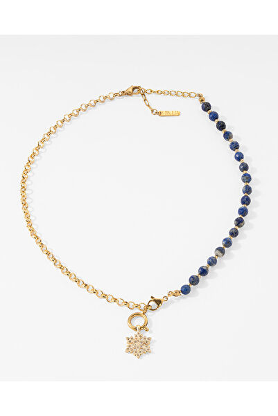 Mia Lia Design Çıkarılabilir Doğal Taş Kolye | Taş Seçenekli(Ametist-İnci-Pem...