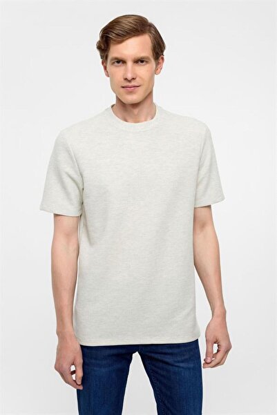 SÜVARİ Yeşil Regular Armürlü Bisiklet Yaka Tişört