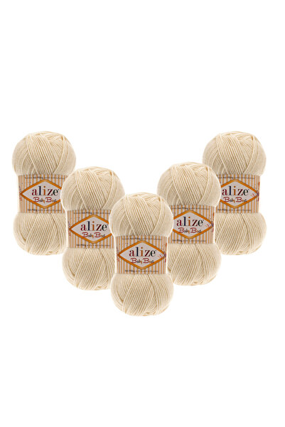 Alize 5 Pieces Baby Best Anti-Pilling Bamboo Blend 01 Cream - 100 Gr. 240 Meters.