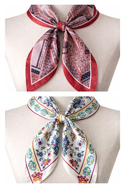 Rupen Kraft 2-piece satin bandana set - satin scarf & satin bag accessory - custom pattern bandana 45x50 cm