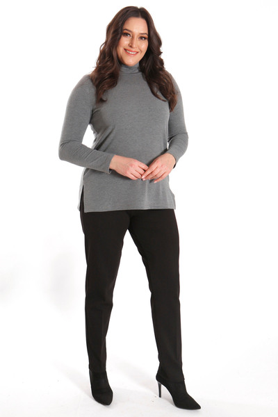 Metpoint Women's Basic Half Fisherman Gray Blouse