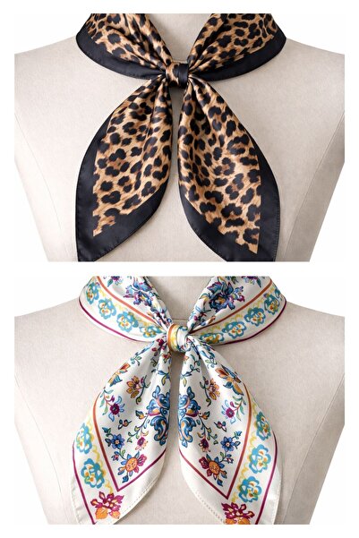 Rupen Kraft 2-piece satin bandana set - satin scarf & satin bag accessory - custom pattern bandana 45x50 cm