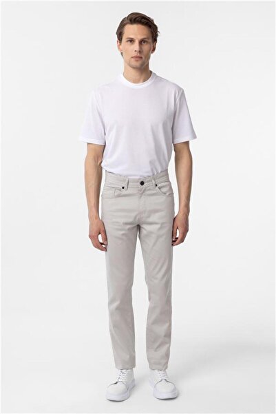 SÜVARİ Bej Slim 5 Cep Kalıp Armürlü Pantolon