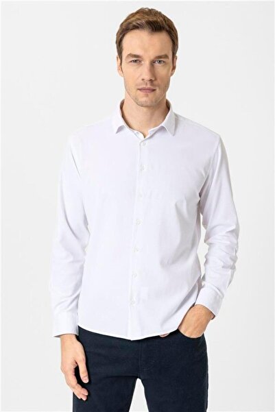 SÜVARİ Köşeli Manşet Slim Düz Gömlek